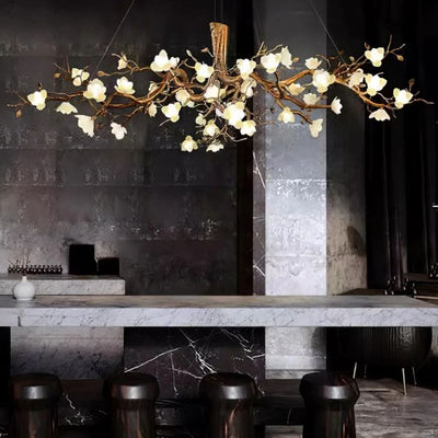 Urban Chic Flower Bloom Branch Brass Chandelier