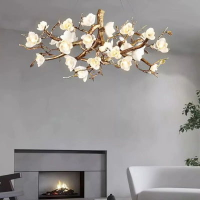 Urban Chic Flower Bloom Branch Brass Chandelier