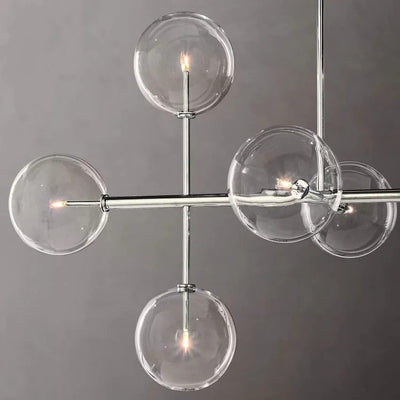 Glass Ball 12 Light Linear Chandelier 72in