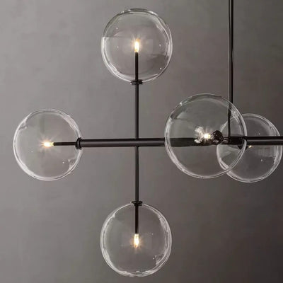 Glass Ball 12 Light Linear Chandelier 72in