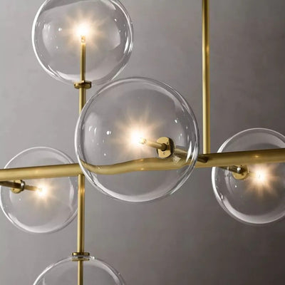 Glass Ball 12 Light Linear Chandelier 72in