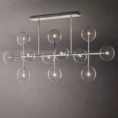 Glass Ball 12 Light Linear Chandelier 72in