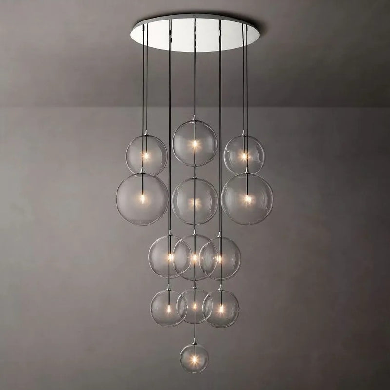 Glass Ball 13 Light Cluster Chandelier