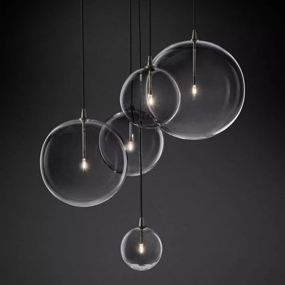 Glass Ball 5 Light Cluster Chandelier