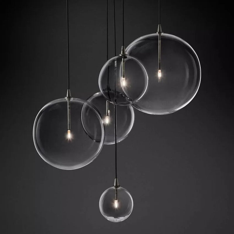 Glass Ball 5 Light Cluster Chandelier