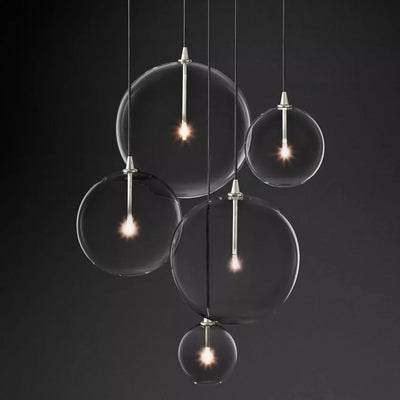 Glass Ball 5 Light Cluster Chandelier