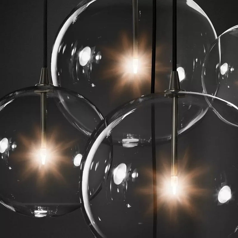 Glass Ball 5 Light Cluster Chandelier