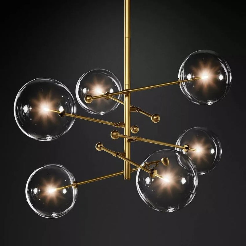 Glass Ball 6 Light  Pendant Chandelier