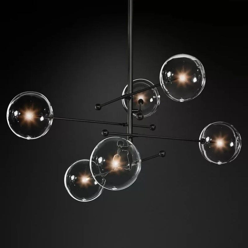 Glass Ball 6 Light  Pendant Chandelier