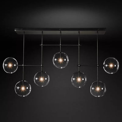 Glass Ball 7 Light Linear Chandelier 60in