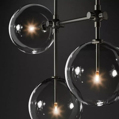 Glass Ball 7 Light Linear Chandelier 60in