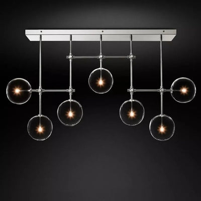 Glass Ball 7 Light Linear Chandelier 60in