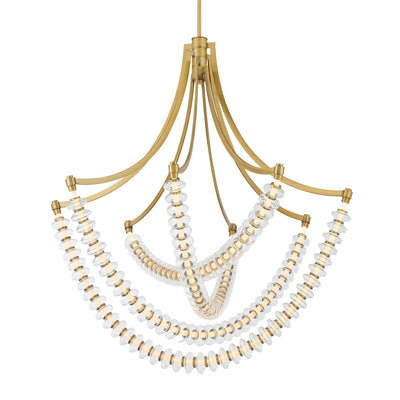 Golden Beaded Ring Glass Chandelier