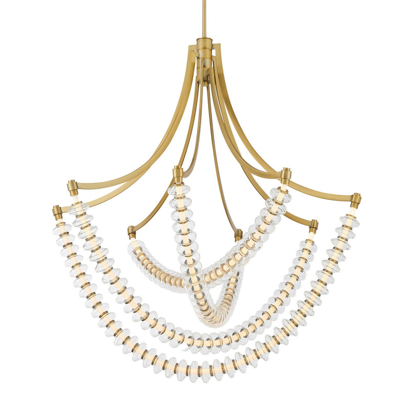 Golden Beaded Ring Glass Chandelier