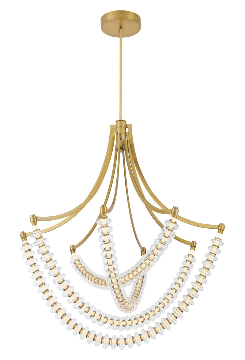 Golden Beaded Ring Glass Chandelier