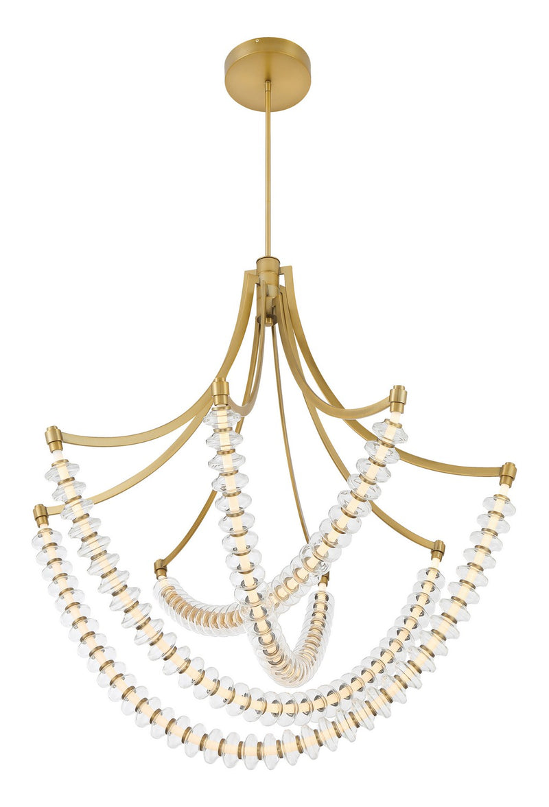Golden Beaded Ring Glass Chandelier
