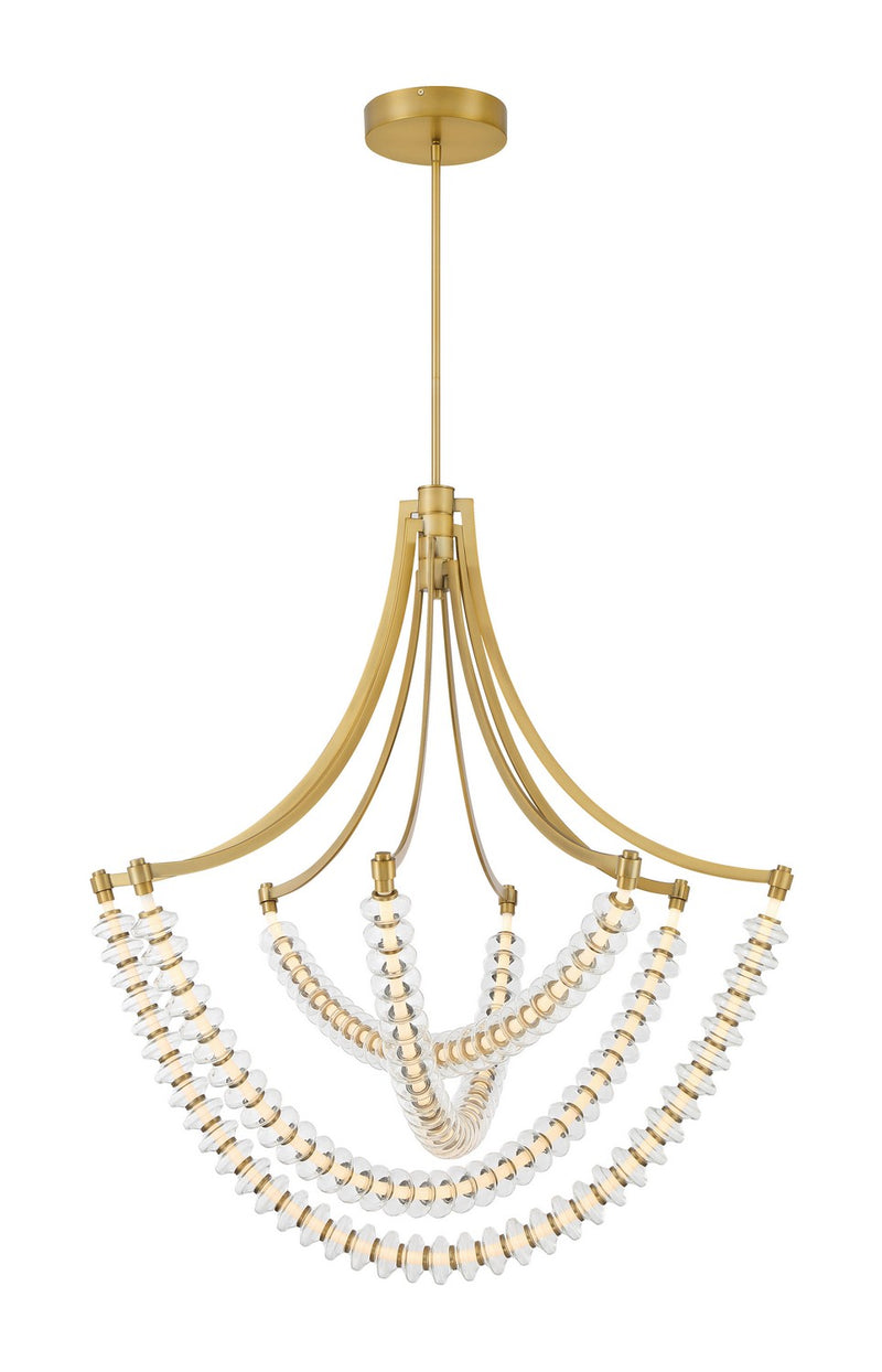 Golden Beaded Ring Glass Chandelier