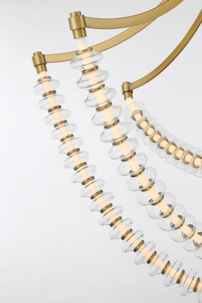 Golden Beaded Ring Glass Chandelier