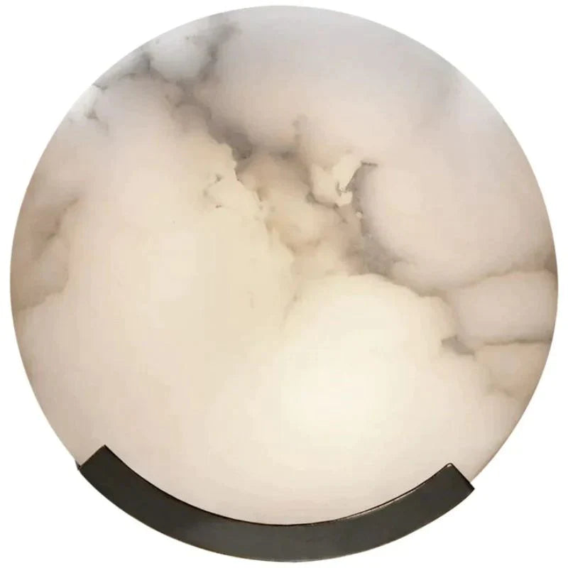 Alabaster Modern  Round Plate Wall Sconce