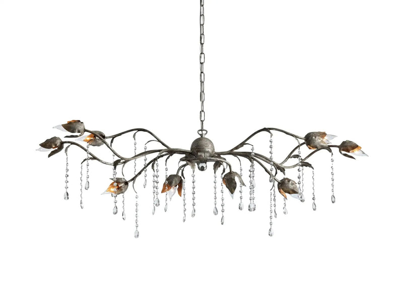 Kaylee Crystal Rectangular Chandelier 52"- Silver