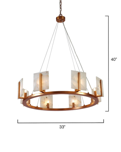 Alabaster Contemporary Round Brass  Chandelier