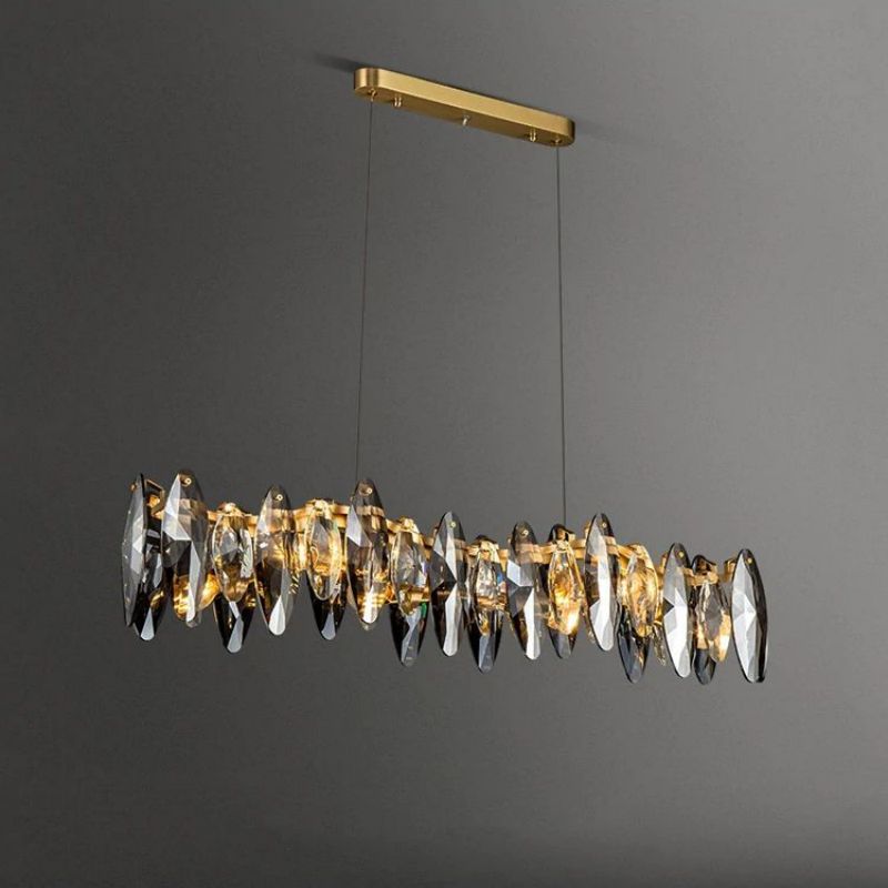 Flora Crystal Linear Chandelier L47"