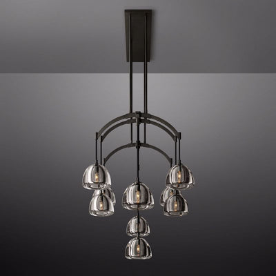 Mark Dimple Glass Linear Chandelier 54"