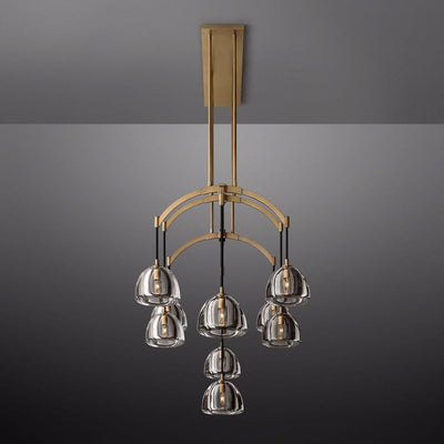 Mark Dimple Glass Linear Chandelier 54"