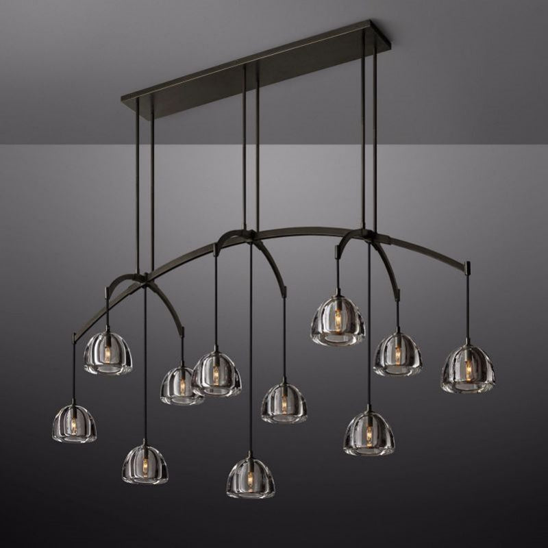 Mark Dimple Glass Linear Chandelier 72"