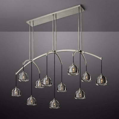 Mark Dimple Glass Linear Chandelier 72"