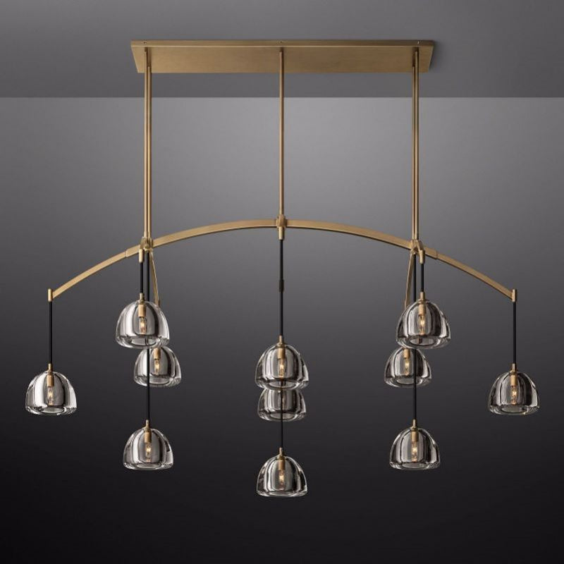 Mark Dimple Glass Linear Chandelier 72"