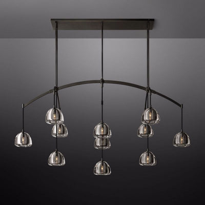 Mark Dimple Glass Linear Chandelier 72"