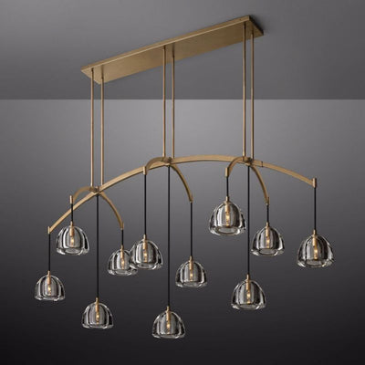 Mark Dimple Glass Linear Chandelier 72"