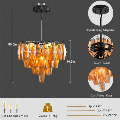 Modern Evelyn Glass Round Chandelier 17"
