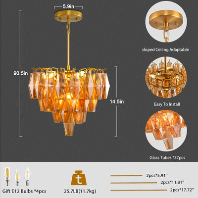 Modern Evelyn Glass Round Chandelier 17"