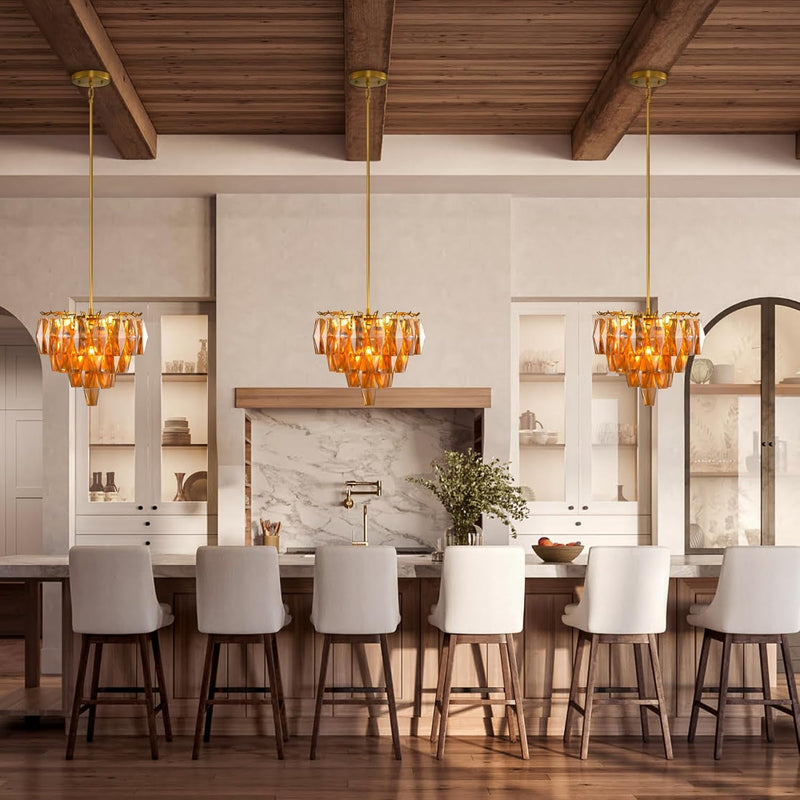 Modern Evelyn Glass Round Chandelier 17"