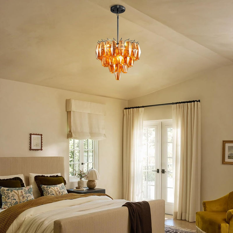 Modern Evelyn Glass Round Chandelier 17"