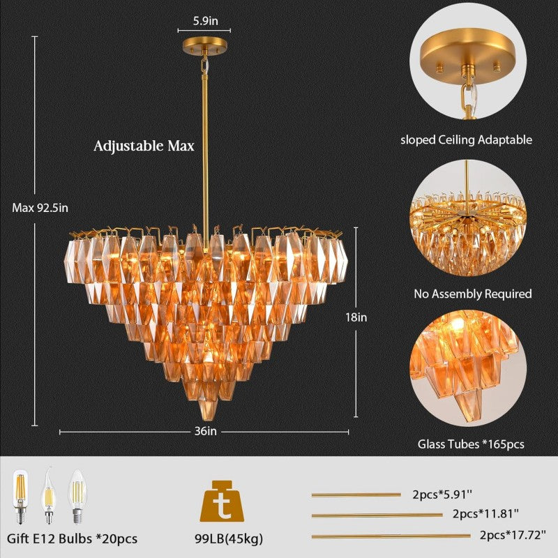 Modern Evelyn Glass Round Chandelier 36"