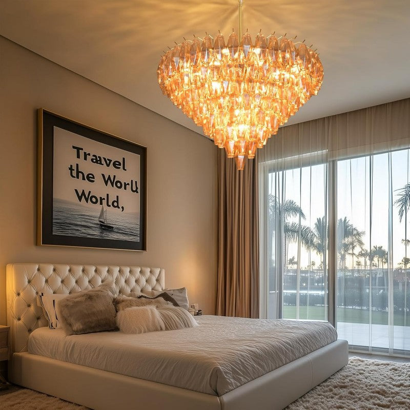 Modern Evelyn Glass Round Chandelier 36"