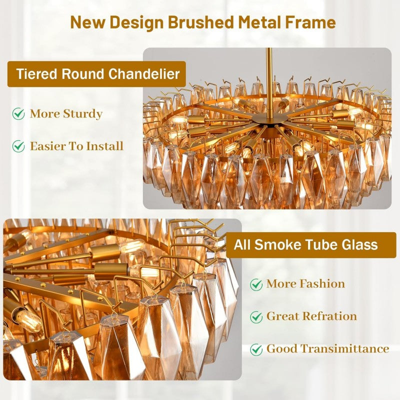 Modern Evelyn Glass Round Chandelier 36"