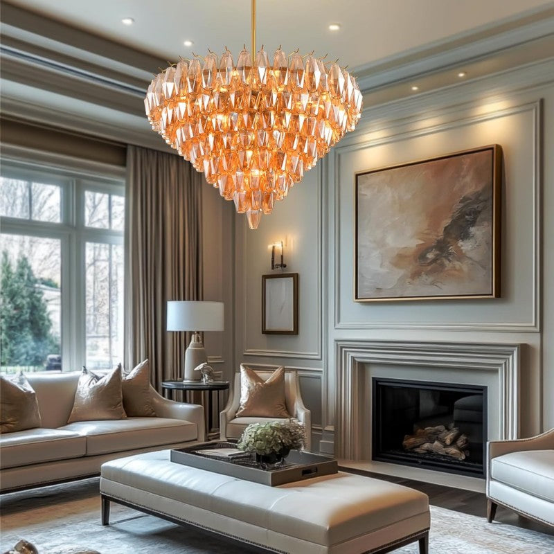 Modern Evelyn Glass Round Chandelier 36"