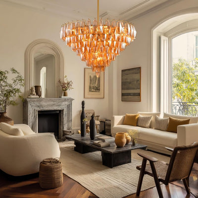 Modern Evelyn Glass Round Chandelier 36"