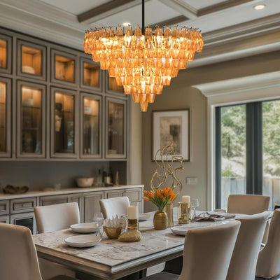 Modern Evelyn Glass Round Chandelier 36"