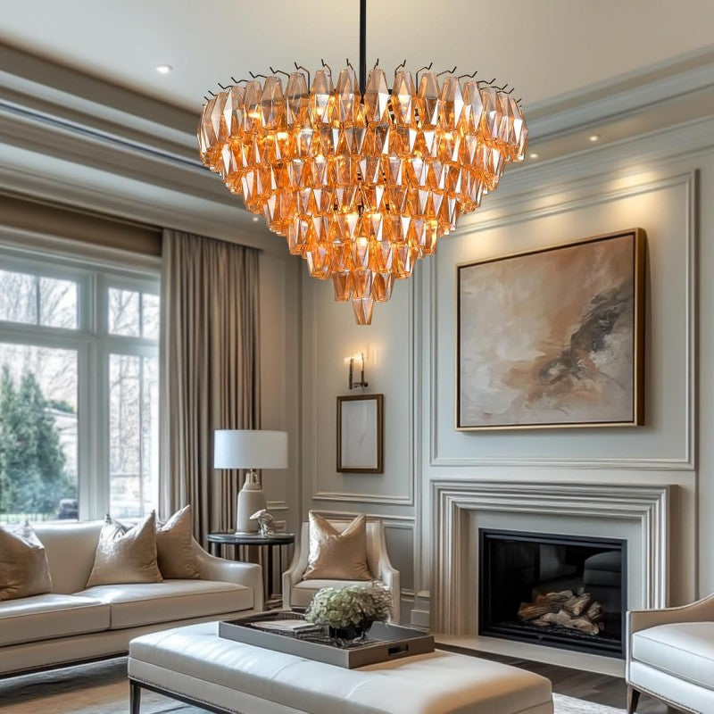 Modern Evelyn Glass Round Chandelier 36"