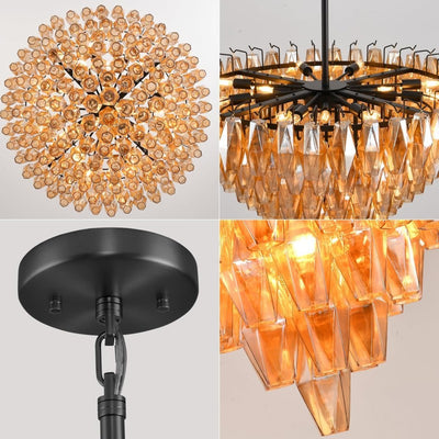 Modern Evelyn Glass Round Chandelier 36"