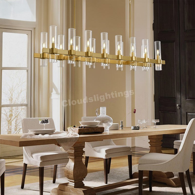 Modern Glass Rectangular Chandelier 54"