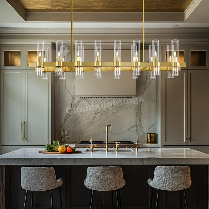 Modern Glass Rectangular Chandelier 54"