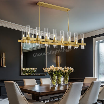 Modern Glass Rectangular Chandelier 54"