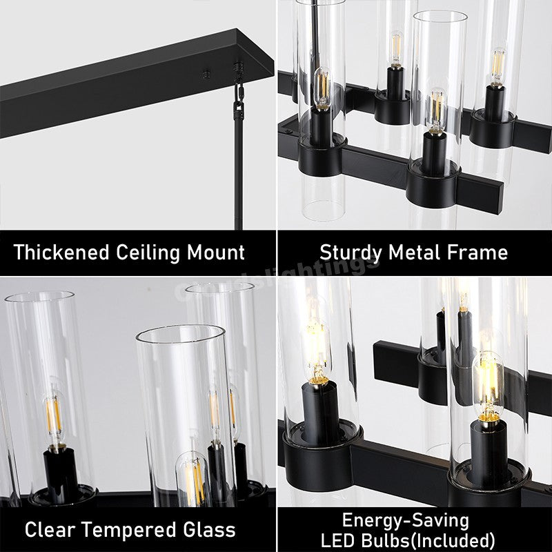 Modern Glass Rectangular Chandelier 54"