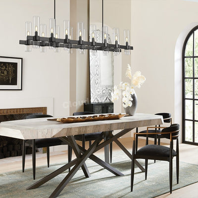 Modern Glass Rectangular Chandelier 54"